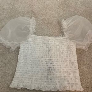 Gianni bini white dress top with puff sleeves